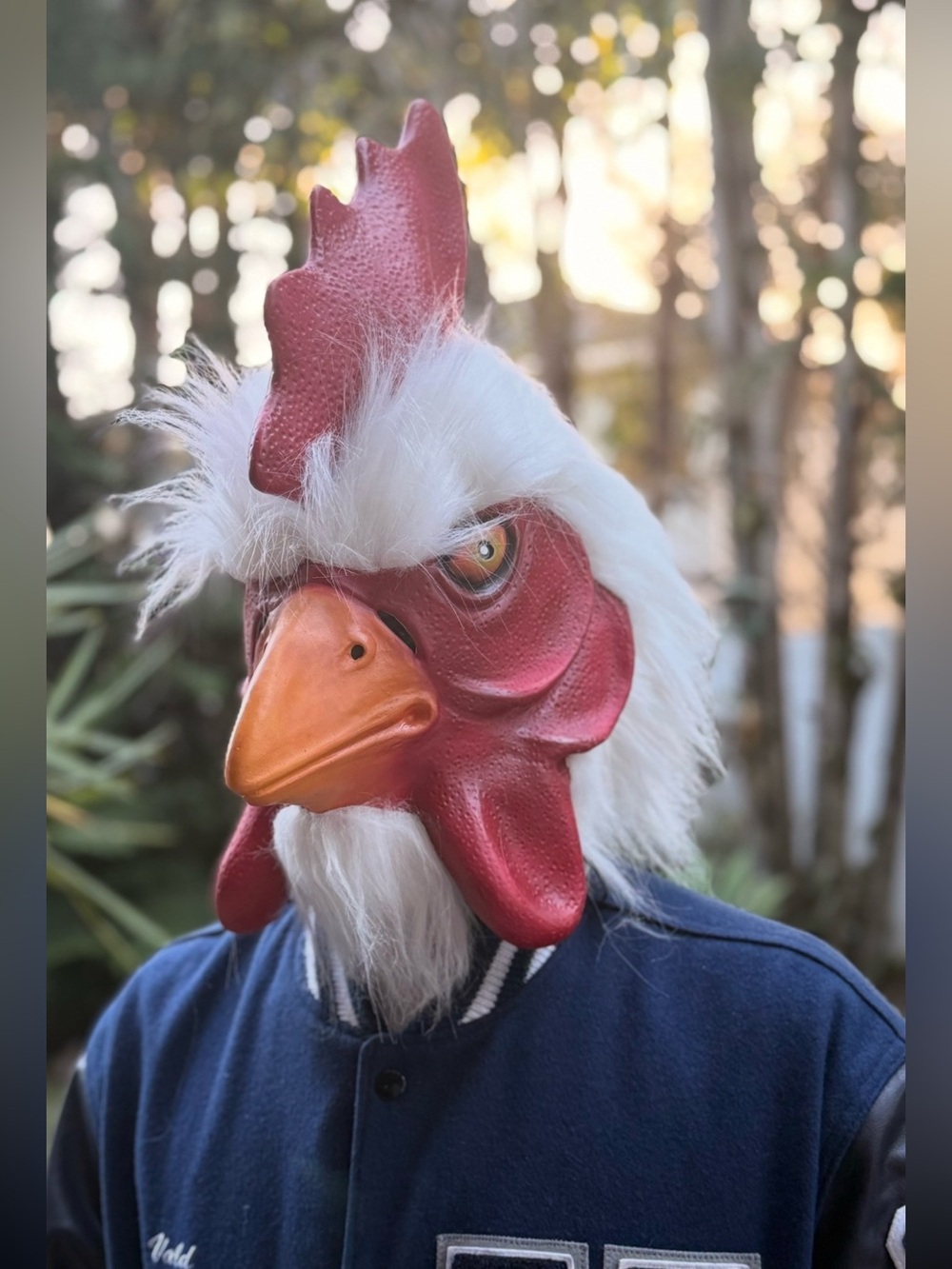 Retro Arcade Rooster Chicken Head Latex Mask Adult Halloween Cosplay Prank